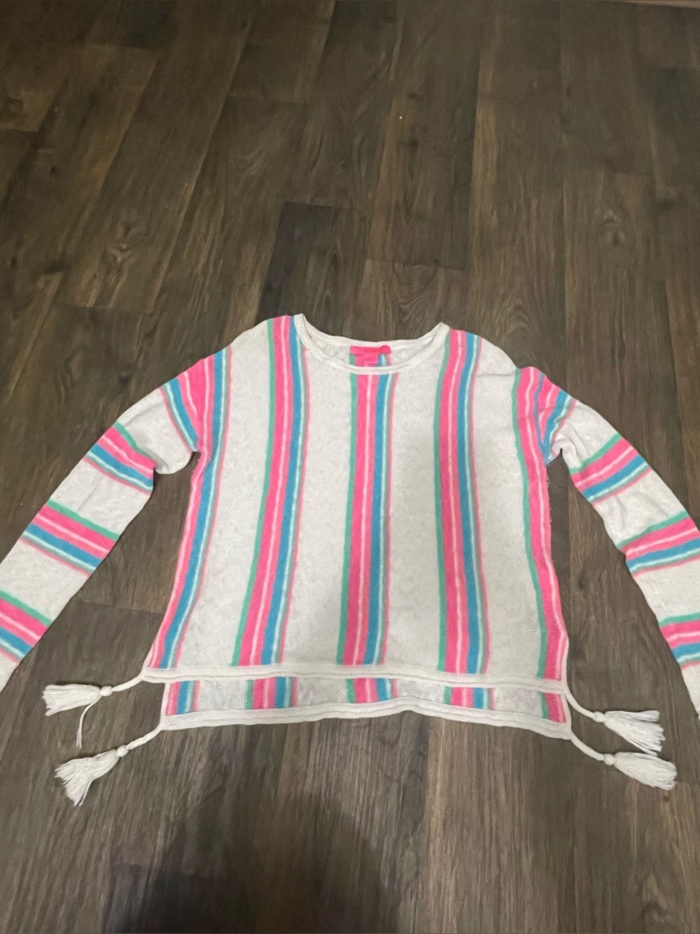 LILLY PULITZER Rozalia Stripe Cotton Tassels Beach Casual Pullover Sweater Top